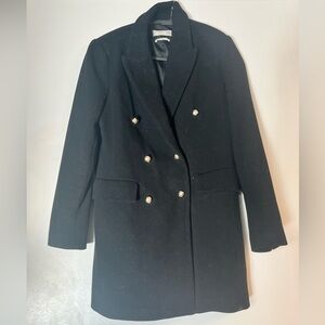 Mango Black Double-Breasted Coat